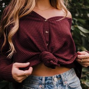 Oversized thermal button up cardigan